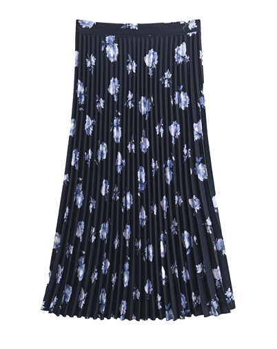 Gant - Printed Pleated Nederdel - Evening Blue 